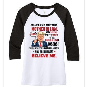 Funny Christmas Gift For Mother In Laws Trump Gift For Motherinlaw From Daugh Women's Tri-Blend 3/4-Sleeve Raglan Shirt