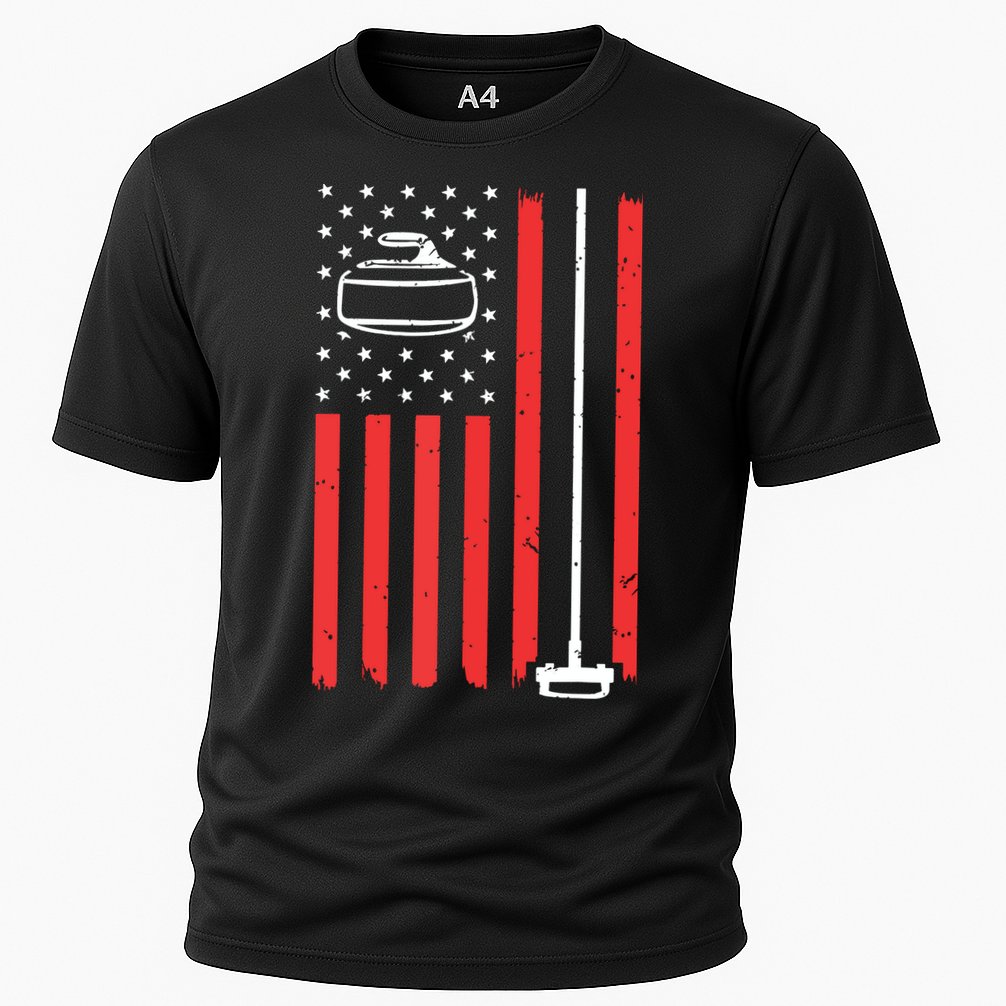 Funny Curling Gift For Men Women Curling Players USA Team Cooling Performance Crew T-Shirt