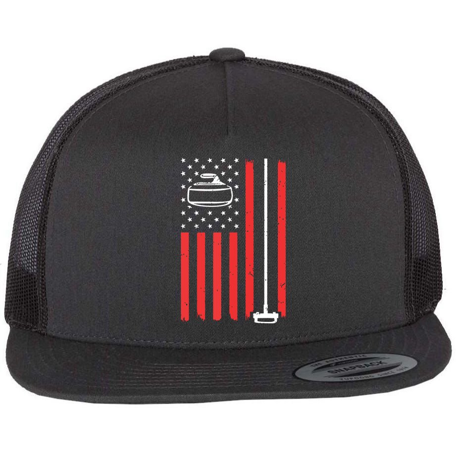 Funny Curling Gift For Men Women Curling Players USA Team Flat Bill Trucker Hat
