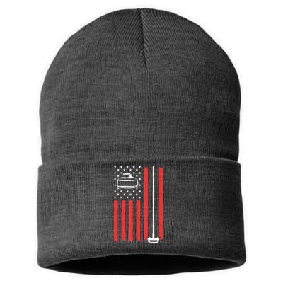 Funny Curling Gift For Men Women Curling Players USA Team Sustainable Knit Beanie