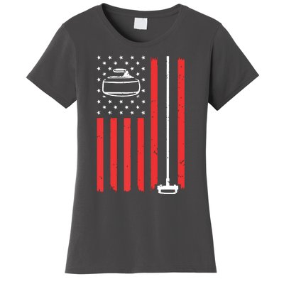 Funny Curling Gift For Men Women Curling Players USA Team Women's T-Shirt