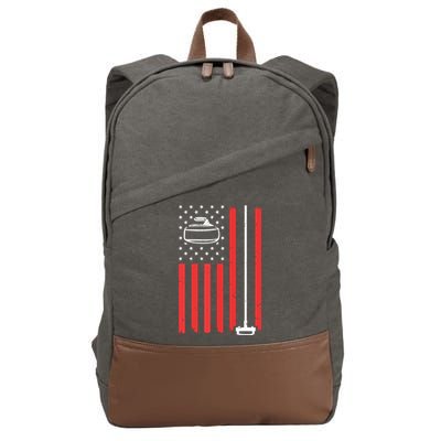 Funny Curling Gift For Men Women Curling Players USA Team Cotton Canvas Backpack