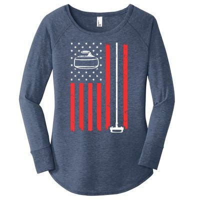 Funny Curling Gift For Men Women Curling Players USA Team Women's Perfect Tri Tunic Long Sleeve Shirt