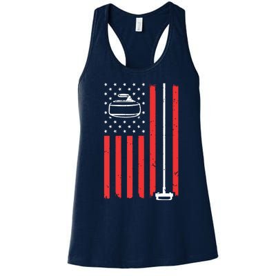 Funny Curling Gift For Men Women Curling Players USA Team Women's Racerback Tank