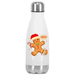 Funny Christmas Gingerbread Man Cookie Oh Snap Xmas Pjs Gift Stainless Steel Insulated Water Bottle