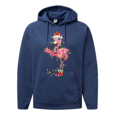 Flamingo Christmas Gift Pink Flamingo Gift Performance Fleece Hoodie