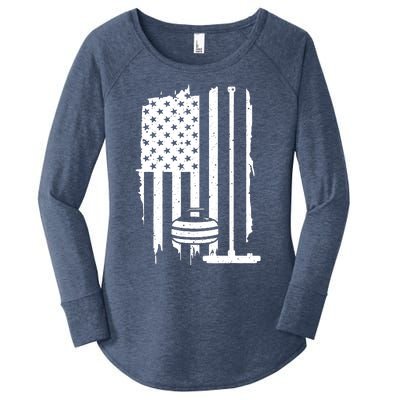 Funny Curling Gift For Men Women Curling Players USA Team Women's Perfect Tri Tunic Long Sleeve Shirt