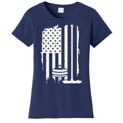 Funny Curling Gift For Men Women Curling Players USA Team Women's T-Shirt