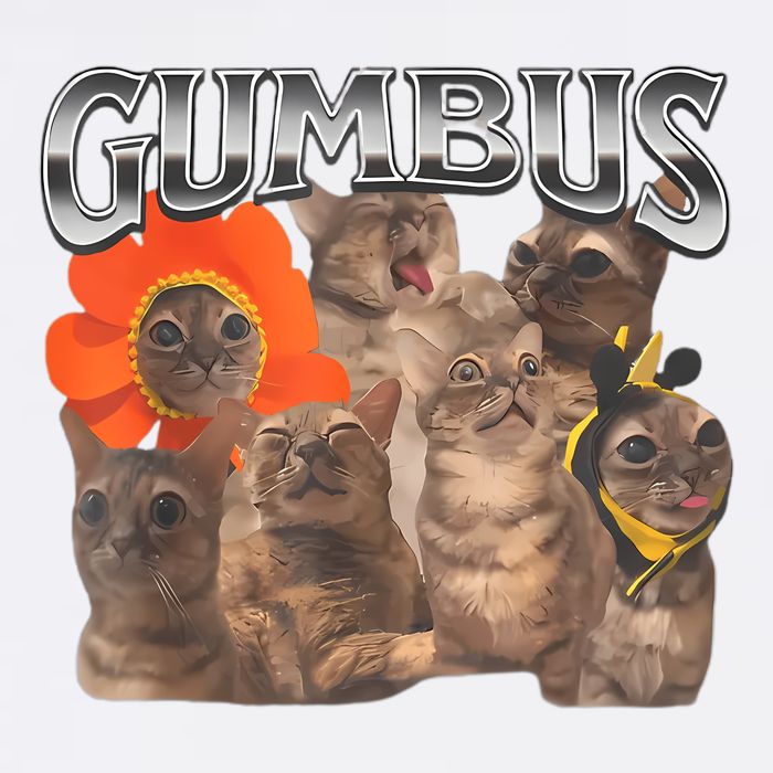 Funny Cat Gumbus Flat Bill Trucker Hat