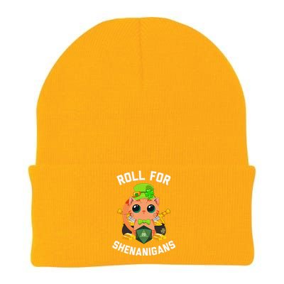 Funny Cat Gamer Roll For Shenanigans D20 RPG St Patricks Day Knit Cap Winter Beanie