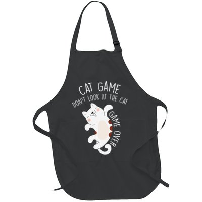 Funny Cat Game Dont Look At The Cat Cute Gaming Cat Gamers Full-Length Apron With Pockets