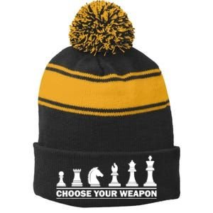 Funny Chess Gift For Chess Lover Kids Boys Girls Cool Player Gift Stripe Pom Pom Beanie