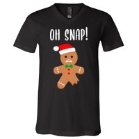 Funny Christmas Gingerbread Man Oh Snap V-Neck T-Shirt