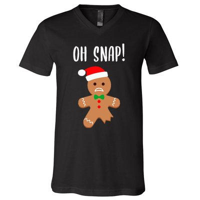 Funny Christmas Gingerbread Man Oh Snap V-Neck T-Shirt