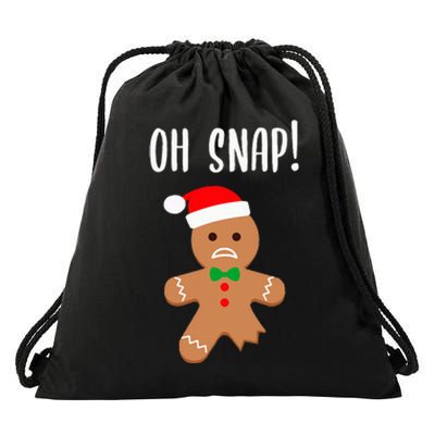 Funny Christmas Gingerbread Man Oh Snap Drawstring Bag