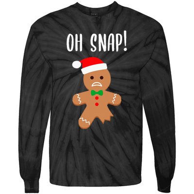 Funny Christmas Gingerbread Man Oh Snap Tie-Dye Long Sleeve Shirt