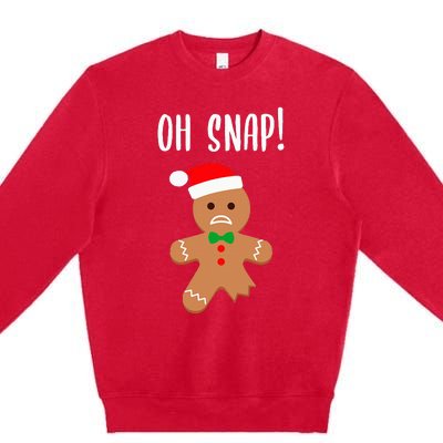 Funny Christmas Gingerbread Man Oh Snap Premium Crewneck Sweatshirt