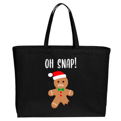 Funny Christmas Gingerbread Man Oh Snap Cotton Canvas Jumbo Tote