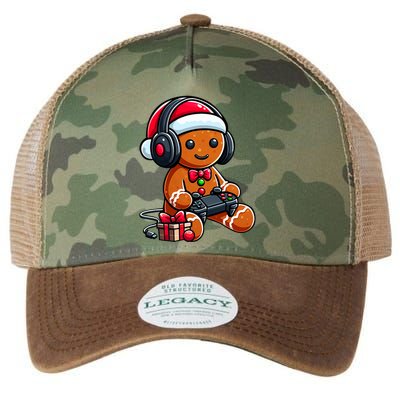 Funny Christmas Gamer Gingerbread Xmas Gaming Legacy Tie Dye Trucker Hat
