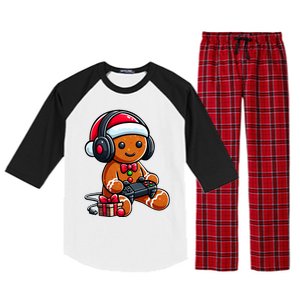 Funny Christmas Gamer Gingerbread Xmas Gaming Raglan Sleeve Pajama Set