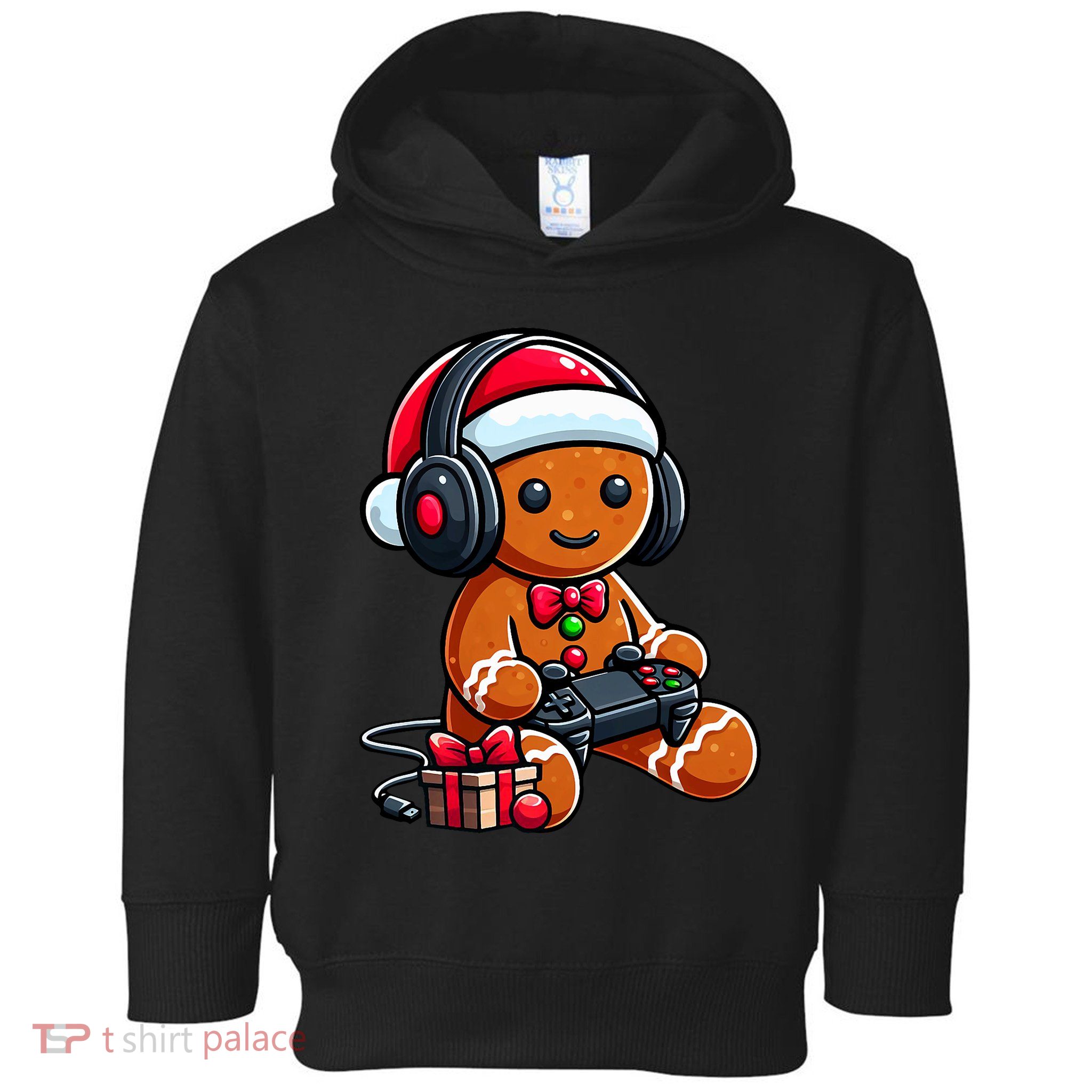Funny Christmas Gamer Gingerbread Xmas Gaming Toddler Hoodie