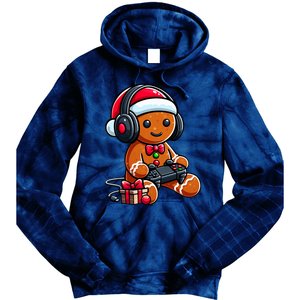 Funny Christmas Gamer Gingerbread Xmas Gaming Tie Dye Hoodie