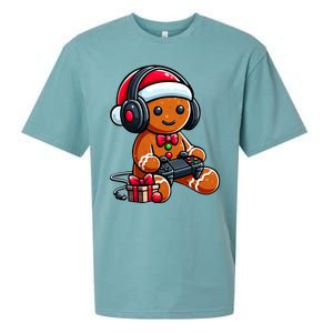 Funny Christmas Gamer Gingerbread Xmas Gaming Sueded Cloud Jersey T-Shirt