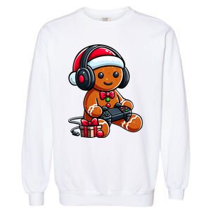 Funny Christmas Gamer Gingerbread Xmas Gaming Garment-Dyed Sweatshirt