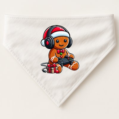 Funny Christmas Gamer Gingerbread Xmas Gaming USA-Made Doggie Bandana