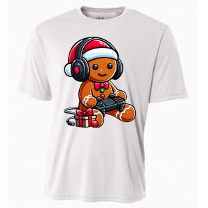 Funny Christmas Gamer Gingerbread Xmas Gaming Cooling Performance Crew T-Shirt