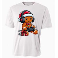 Funny Christmas Gamer Gingerbread Xmas Gaming Cooling Performance Crew T-Shirt