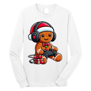 Funny Christmas Gamer Gingerbread Xmas Gaming Long Sleeve Shirt