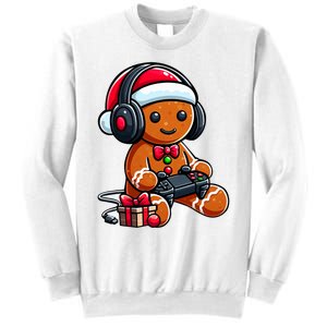 Funny Christmas Gamer Gingerbread Xmas Gaming Sweatshirt