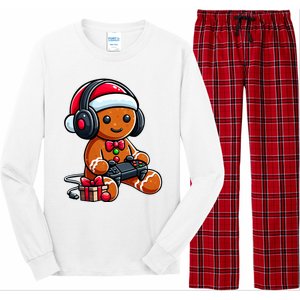 Funny Christmas Gamer Gingerbread Xmas Gaming Long Sleeve Pajama Set