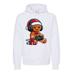 Funny Christmas Gamer Gingerbread Xmas Gaming Premium Hoodie