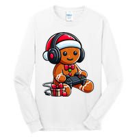 Funny Christmas Gamer Gingerbread Xmas Gaming Tall Long Sleeve T-Shirt