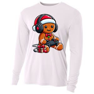 Funny Christmas Gamer Gingerbread Xmas Gaming Cooling Performance Long Sleeve Crew