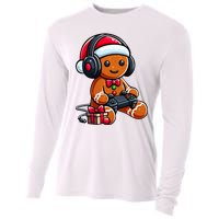 Funny Christmas Gamer Gingerbread Xmas Gaming Cooling Performance Long Sleeve Crew