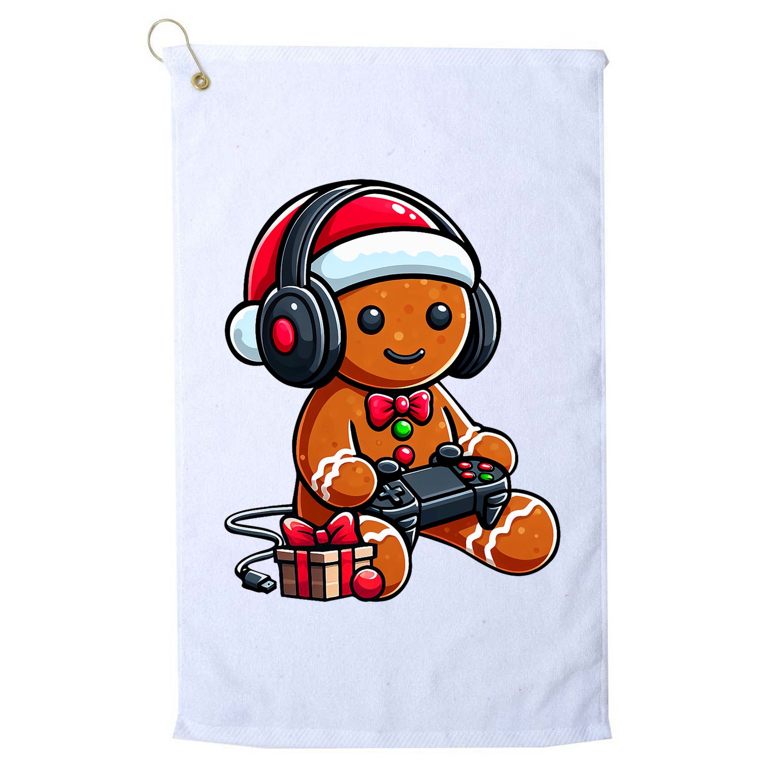 Funny Christmas Gamer Gingerbread Xmas Gaming Golf Towel