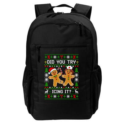 Funny Christmas Gingerbread Man Nurse Did You Try Icing It Backpack