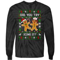 Funny Christmas Gingerbread Man Nurse Did You Try Icing It Tie-Dye Long Sleeve Shirt