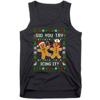 Funny Christmas Gingerbread Man Nurse Did You Try Icing It Tank Top