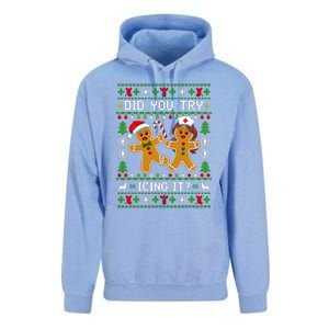 Funny Christmas Gingerbread Man Nurse Did You Try Icing It Unisex Surf Hoodie