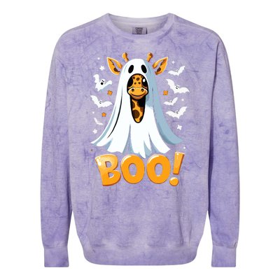 Funny Cute Giraffe Boo Halloween Costume Zoo Lover Colorblast Crewneck Sweatshirt