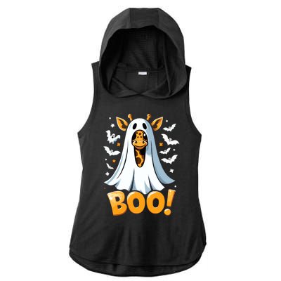 Funny Cute Giraffe Boo Halloween Costume Zoo Lover Ladies PosiCharge Tri-Blend Wicking Draft Hoodie Tank