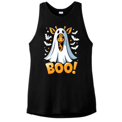 Funny Cute Giraffe Boo Halloween Costume Zoo Lover Ladies PosiCharge Tri-Blend Wicking Tank