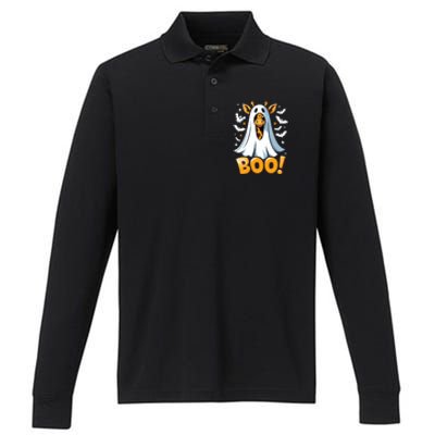 Funny Cute Giraffe Boo Halloween Costume Zoo Lover Performance Long Sleeve Polo