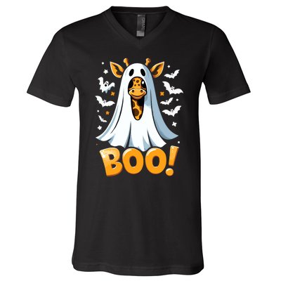 Funny Cute Giraffe Boo Halloween Costume Zoo Lover V-Neck T-Shirt