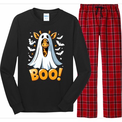 Funny Cute Giraffe Boo Halloween Costume Zoo Lover Long Sleeve Pajama Set