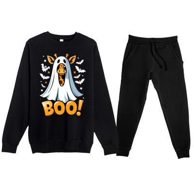 Funny Cute Giraffe Boo Halloween Costume Zoo Lover Premium Crewneck Sweatsuit Set